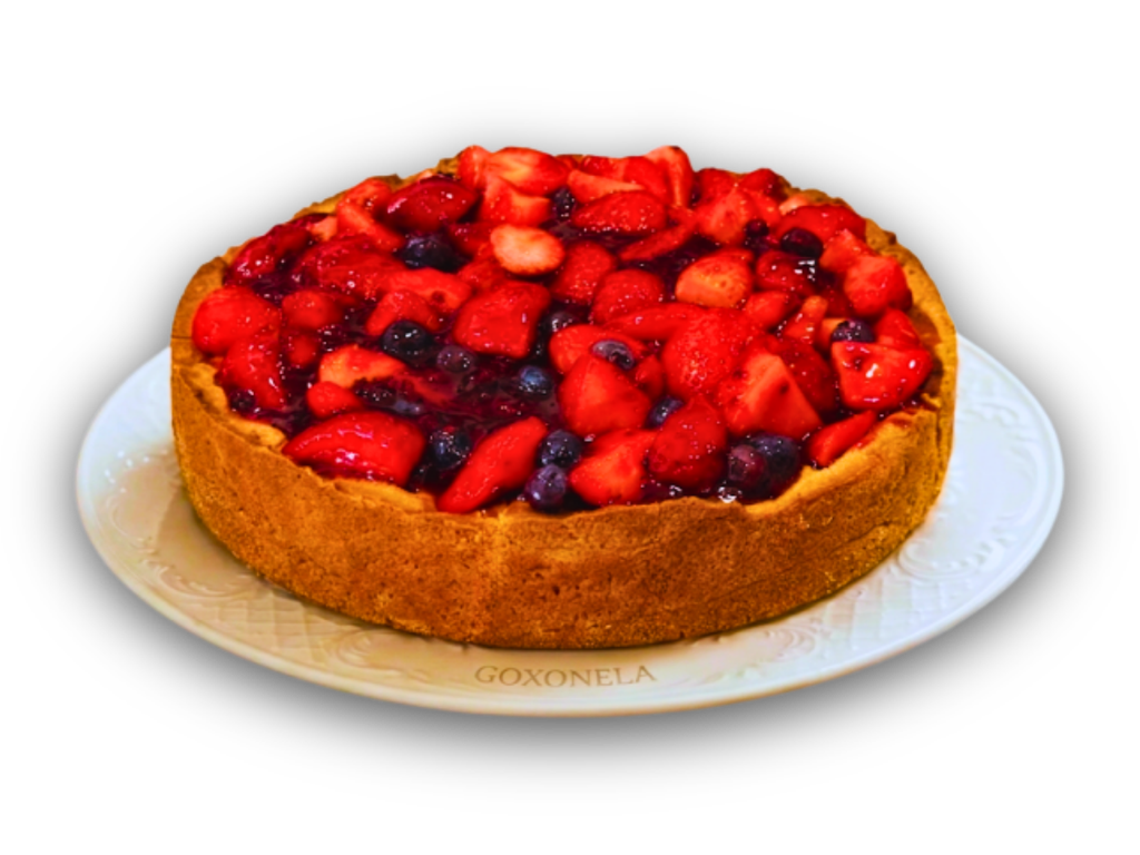 Tarta entera de ricotta y frutos rojos