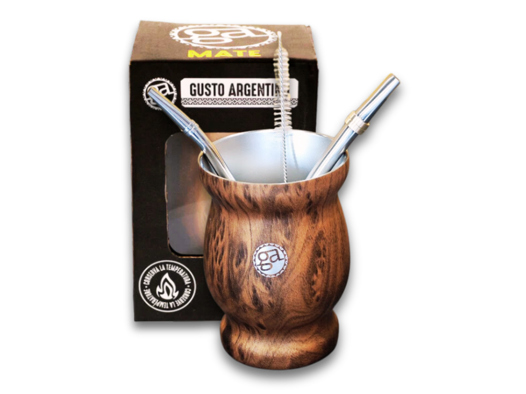 Mate GA CLÁSICO color marrón + 2 bombillas + 1 limpiador