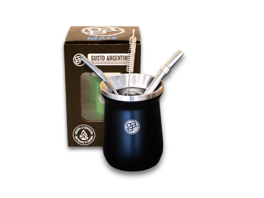 Mate GA CRIOLLO color negro + 2 bombillas + 1 limpiador