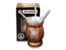 Mate GA CLÁSICO color marrón + 2 bombillas + 1 limpiador