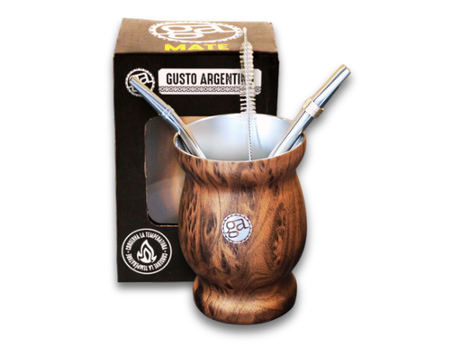 Mate GA CLÁSICO color marrón + 2 bombillas + 1 limpiador